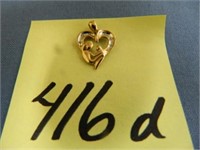 10kt Yellow Gold Pendant, 1.0gr, Good Diamond Test