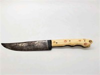 Bone Handle Knife w/ Engraved Blade