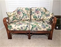Bamboo Love Seat With Floral Cushion's