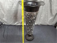 19 Inch Metal and Mosaic Vase