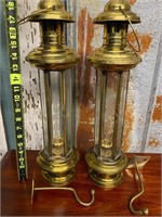 2 brass hanging candle lanterns