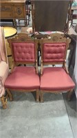 2 ANTIQUE WOOD AND UPHOLSTERED CHAIRS W/