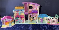 Bin of Misc doll houses and parts    as is