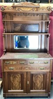 Antique Mid 1800's Marble Top Mirrored Buffet