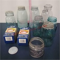 Vtg Mason, Ball, Atlas, Kerr Jars & Lids