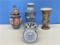 Vases, Urn, and 2 Dishes