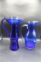 Pr. BLENKO Cobalt Blue Art Glass Pitchers