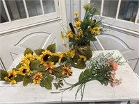 Sun flower swag, Flower arrangement and small bag