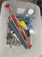 tub of tools and miscellaneous