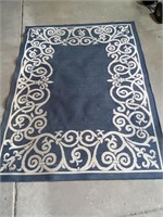 Outdoor Blue and White Area Rug