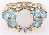 OPAL & TOPAZ 14K YELLOW GOLD LADIES RING