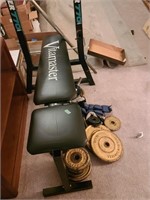 Weight Bench, Barbell, Dumbell, Plates