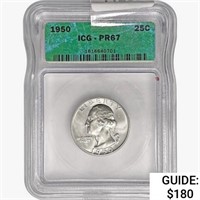 1950 Washington Silver Quarter ICG PR67