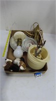 coiled candle, dog shakers, lamp base