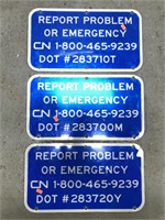 Lot of three blue emergency signs