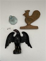 Cast Iron Eagle, Early Inkwell, Carved Wooden
