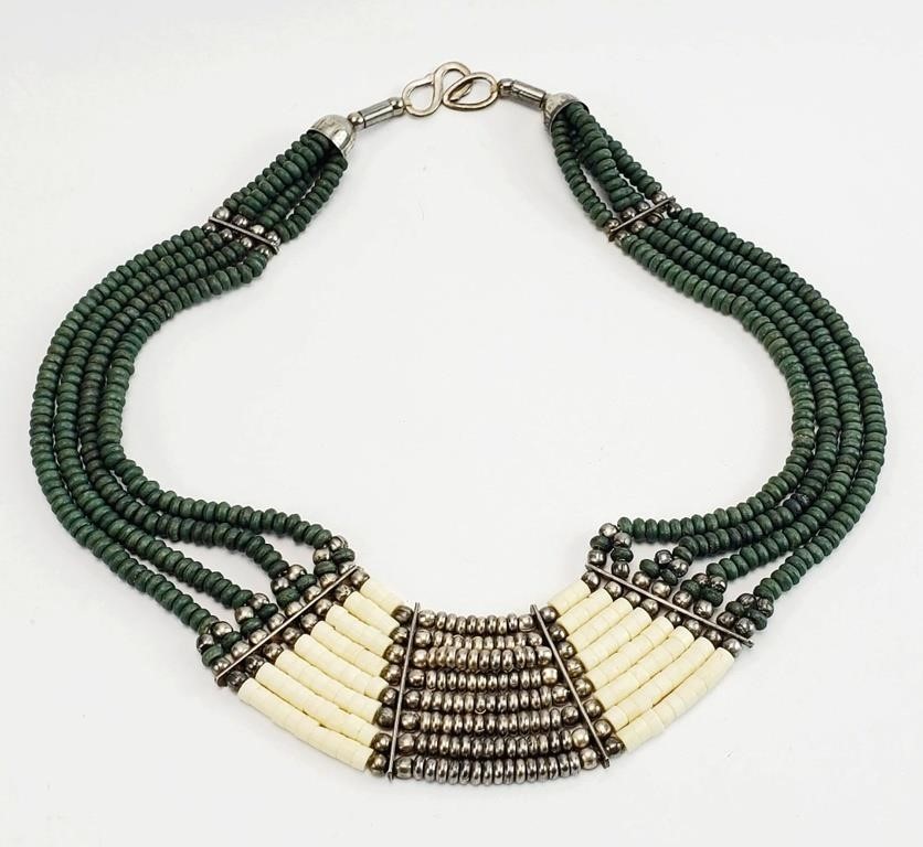 VINTAGE MEXICO HEAVILY BEADED NECKLACE