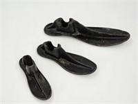 3 CAST IRON SHOE MOLDS - 6" TO 10"
