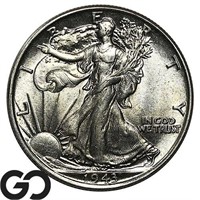 1943 Walking Liberty Half Dollar, Lustrous BU++