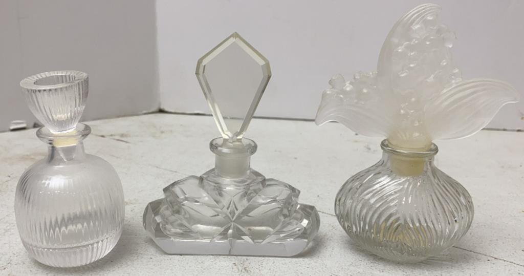 5 inch crystal & glass perfume bottles