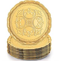 Elsjoy Set of 12 Plastic Gold Charger Plates, 13