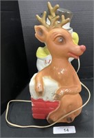 Vintage Reindeer & Snowman Blow Mold Figures.