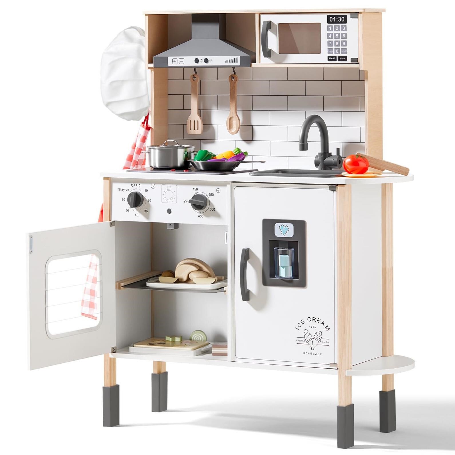 Tiny Land Play Kitchen for Kids, Wooden Kids Play