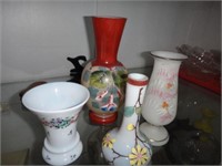 4 Victorian Hand Painted Vases