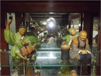 2 Japanese Clay Figures "Carver" & "Grandmother"