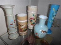 5 Victorian Hand Painted Small & Min Vases