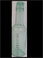 EARLY LEA & PERRINS BOTTLE W/ GLASS STOPPER