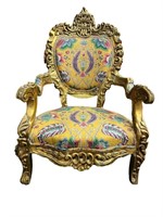 Gilded  raccoco arm chair.