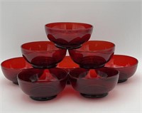 8 ruby glass bowls