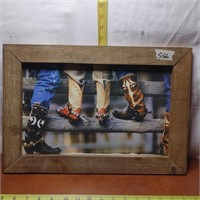 BOOTS AND SPURS/ WOOD FRAME PIC