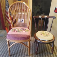 LOT OF 2 NEEDLE POINT CHAIRS  READ DISCRIPTION