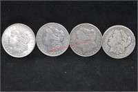 (4) MORGAN SILVER DOLLARS 1879,1890-0,1900-0,1921