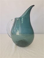 Grayish blue glass pitcher