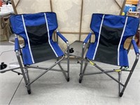 2 Folding Camp Chairs With Side Trays
