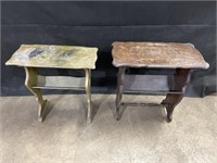 2 wooden side tables, book & magazine holders