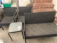 SMALL OUTDOOR LOVESEAT, 2 CHAIRS AND TABLE SET