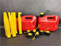 Two Blitz 1 Gallon Gasoline Cans & Parts Kits