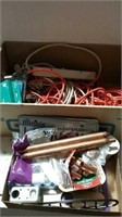 Box of extension cords and miscellaneous hardware
