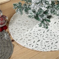 48 Inch Christmas Tree Skirt, Luxury Faux Fur Snoe