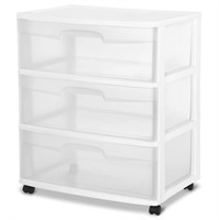 E2005  Sterilite Wide 3 Drawer Cart White