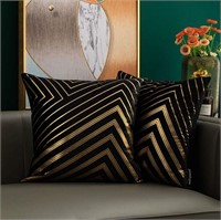 SOFA PILLOW COVERS BLACK AND GOLD 14X14