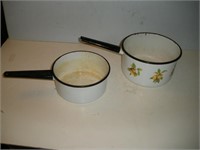 (2) Enamelware Pots