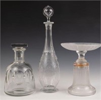 Lot of 3 Crystal Pcs.- Baccarat Decanter, etc.