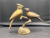 Vtg Mcm Brass Cardinal Bird Figurines Sitting