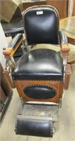 Antique Tiger Oak & Leather Barber's Chair