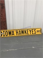 Iowa Hawkeyes Ave tin sign, 36" x 6"